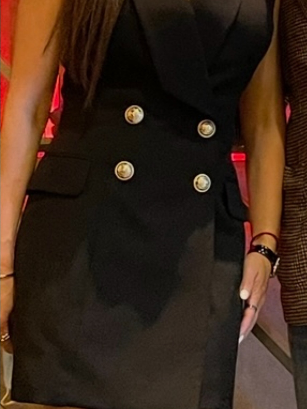 Balmain Black Double-Breasted Sleeveless Dress with Gold Buttons